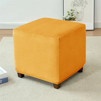 1PC Stretch Square Ottoman Stool Covers Super Soft Velvet stool Cover Elastic All-inclusive Footrest Slipcovers for Living Room