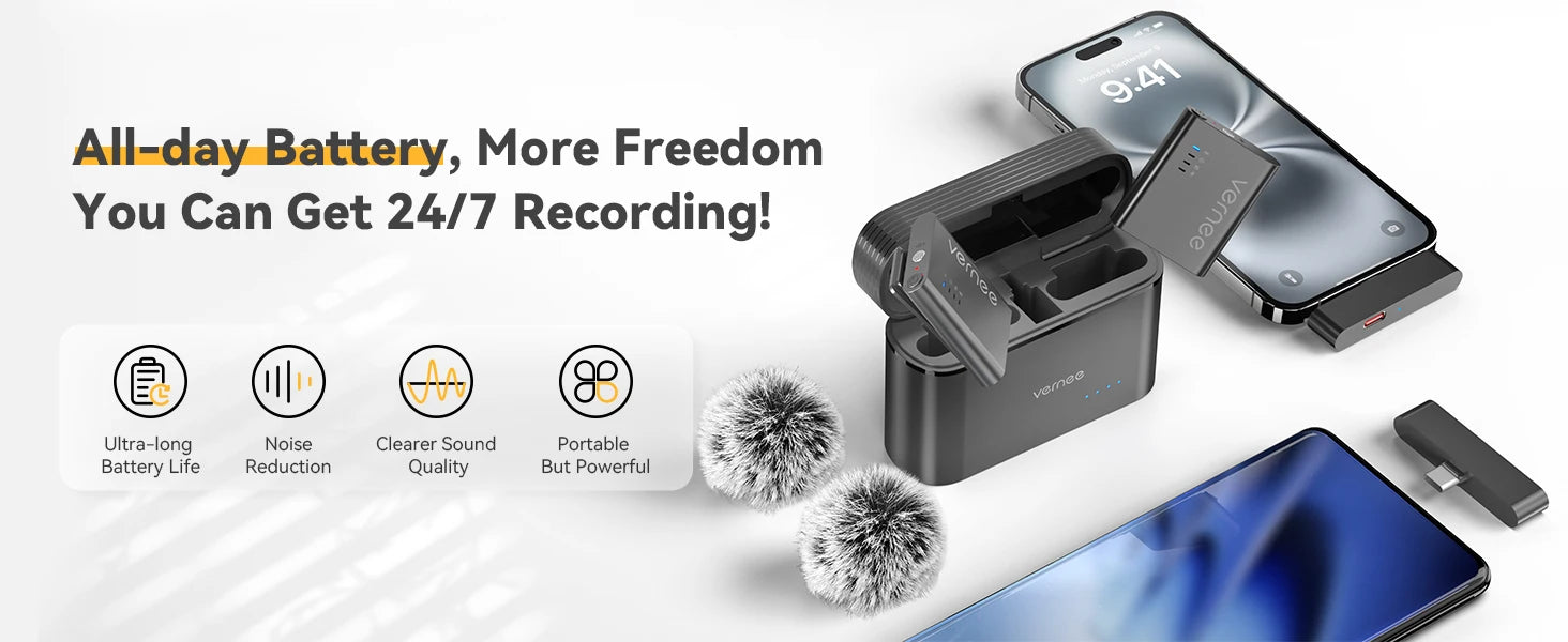 M1 Wireless Lavalier Microphone with Charging Case Short Video Recording Mini Mic for iPhone/iPad/Android