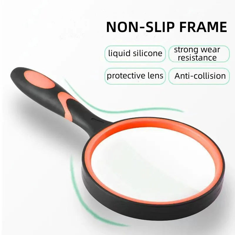 8X Handheld Magnifying Glass 50mm 75mm Rubber Handle