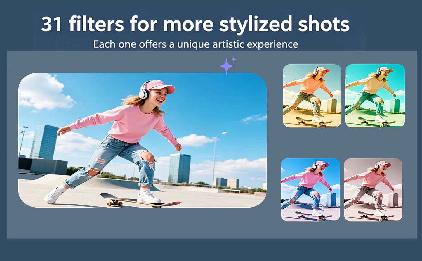 4K Pocket Action Camera 330° Auto-Rotate Lens Face Tracking Touchscreen Vlog Camera with WiFi
