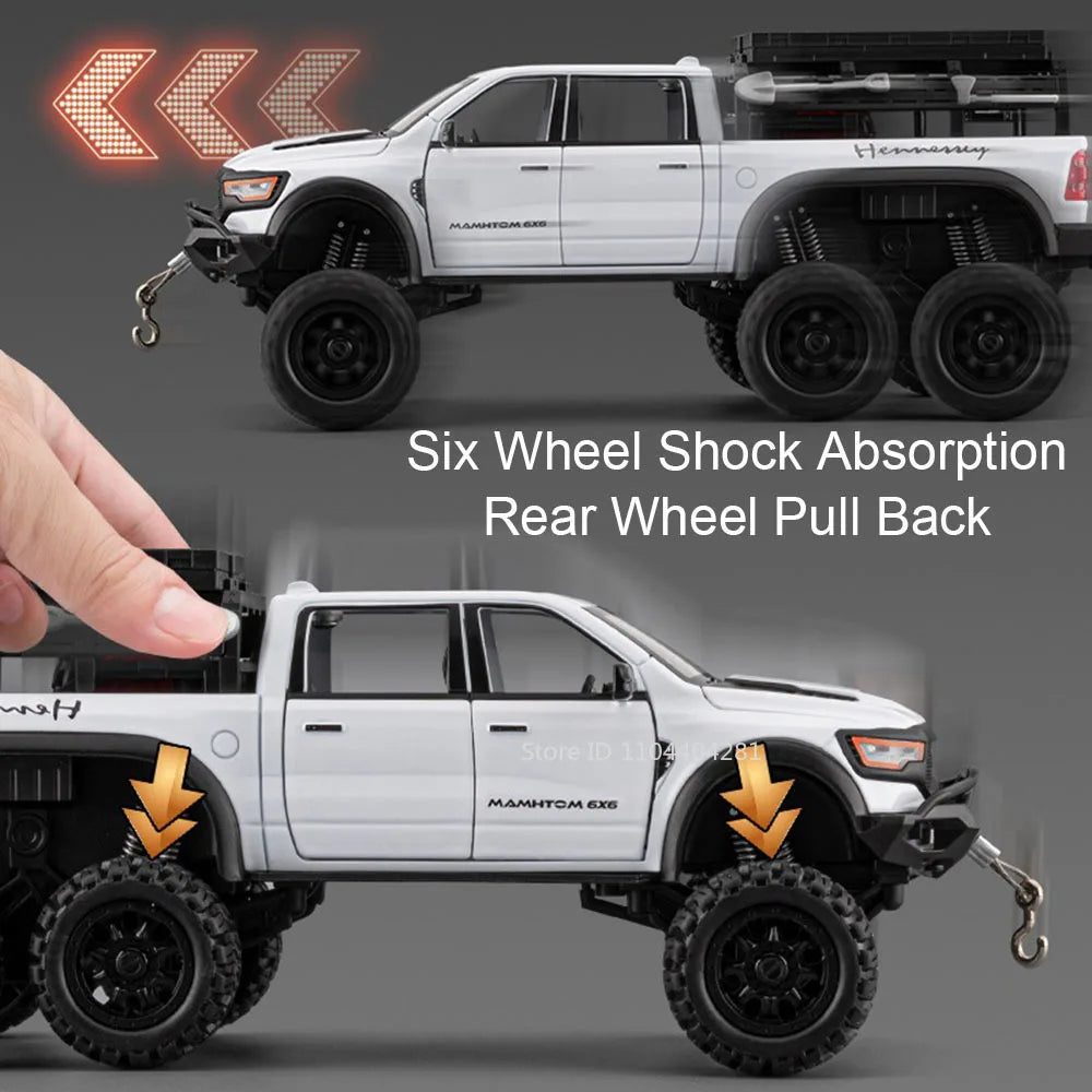 1:24 Mammoth F-150 Raptor Diecast Alloy Model Toy Car Doors Opened Sound Light Pull Back Miniature Vehice Adult Boy Fashion Gift