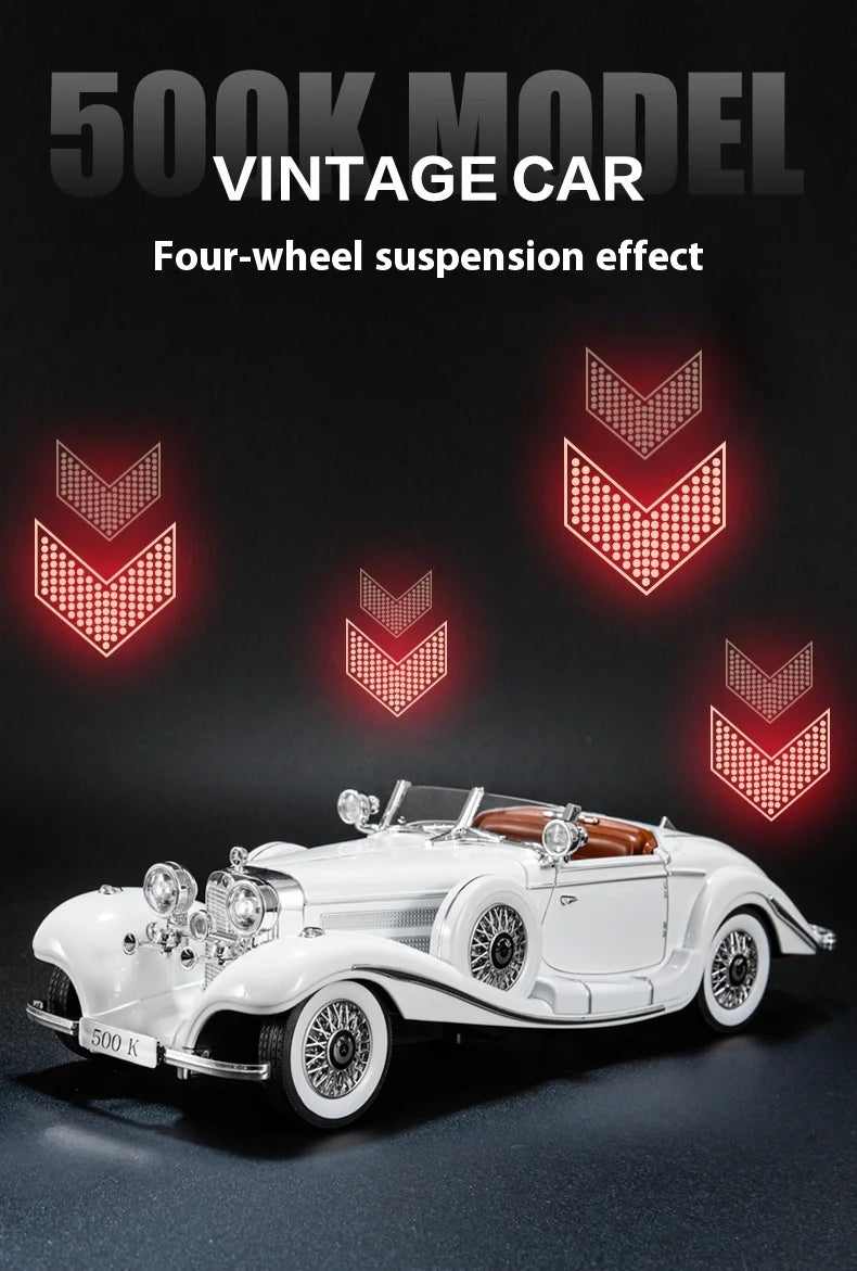 Diecast 1/18 1936 500K Classic Car Alloy Metal Model Sound And Light Toy Collect Display Ornament