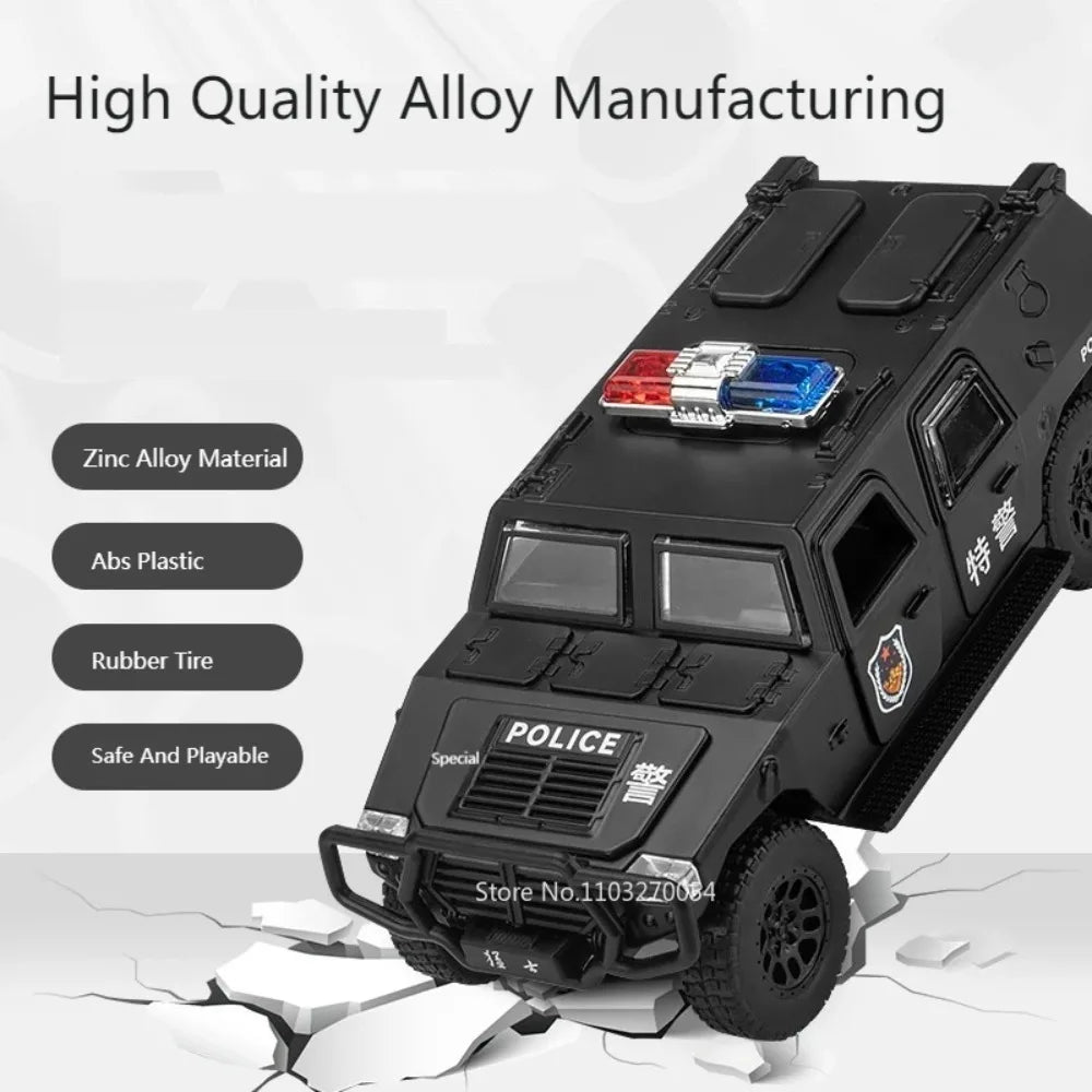 1:32 DongFeng MengShi Honda Accord Police Car Model Toy Metal Diecast Pull Back Doors Opend Vehicles Models Boys Holiday Gifts