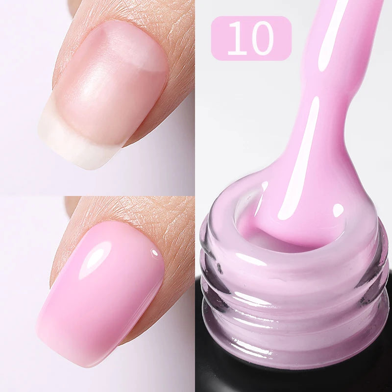 15ml Milky Pink Rubber Base Gel Nail Polish Glitter Semi-Permanent Varnish Soak Off Self Leveling UV LED Polish