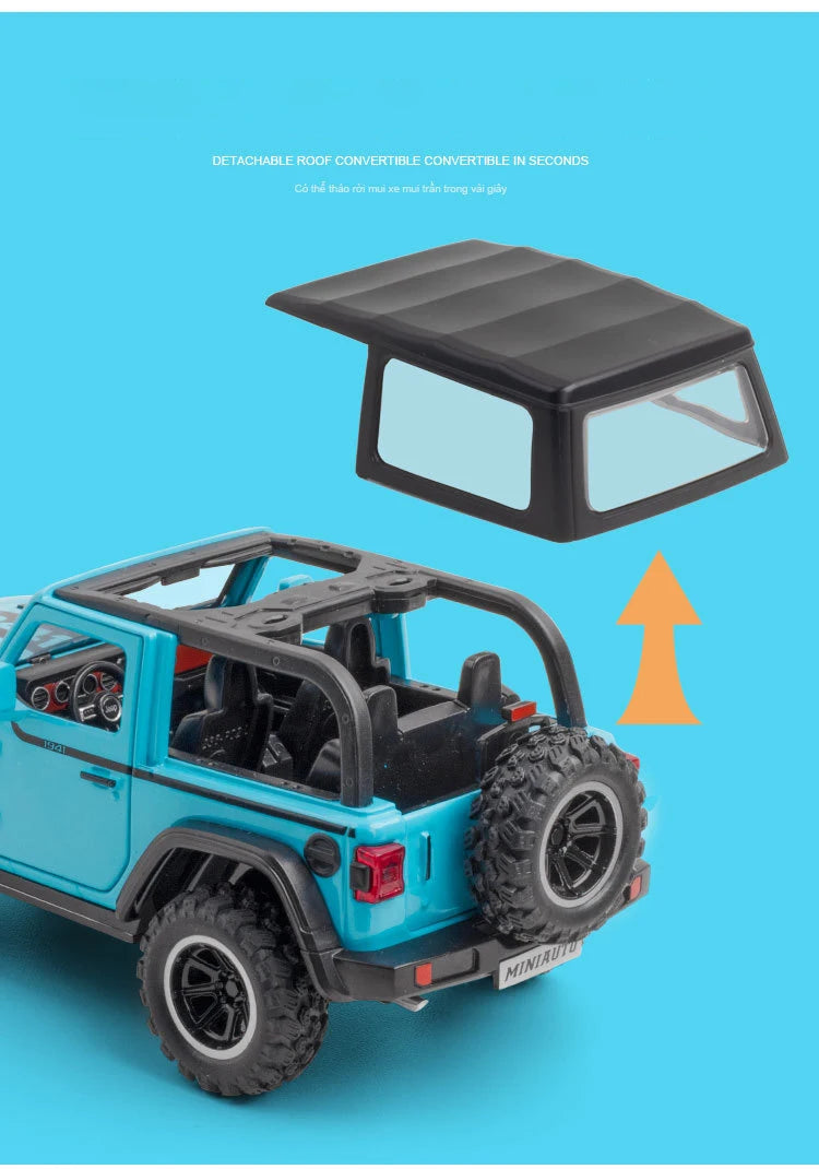 1:32 Jeep Wrangler Rubicon Alloy Off Road Diecast Model Hight Simulation Sound Light  Toy Collect Hobby Model Ornaments Gift