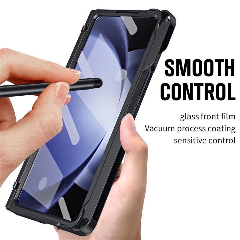 Phone Case With Pen Slot Stylus Hinge bracket Shell Membrane For Samsung Galaxy Z Fold 5 4 3 Case All-Inclusive Z Fold 6 3 Cover