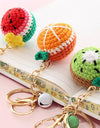 5 Pcs Handmade Weaving Keychain Wool Crochet Unique Knitted Pendant Keyring Strawberry Watermelon Orange Pendant Key Chain Gifts