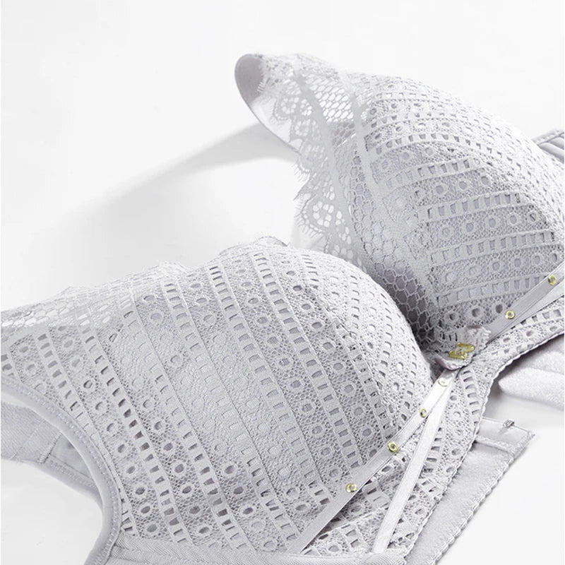 Womens White Lace Full Coverage Push Up Underwire Bra