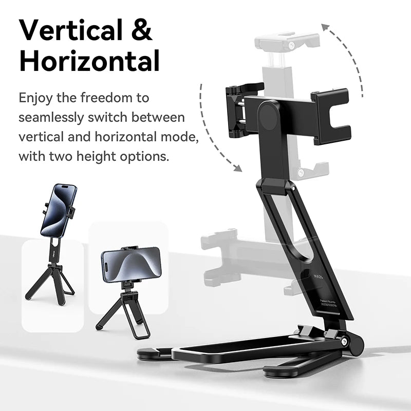 Foldable Phone Tripod Mini Pocket Tripod for Phone Vertical Horizontal Shooting Expansion Video Light Microphone