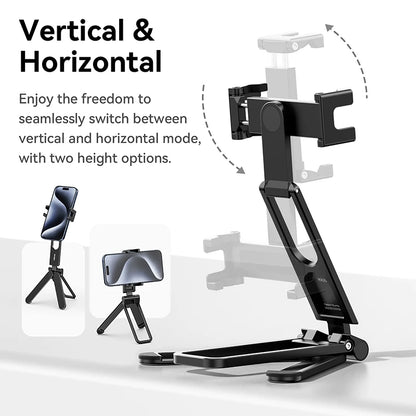 Foldable Phone Tripod Mini Pocket Tripod for Phone Vertical Horizontal Shooting Expansion Video Light Microphone