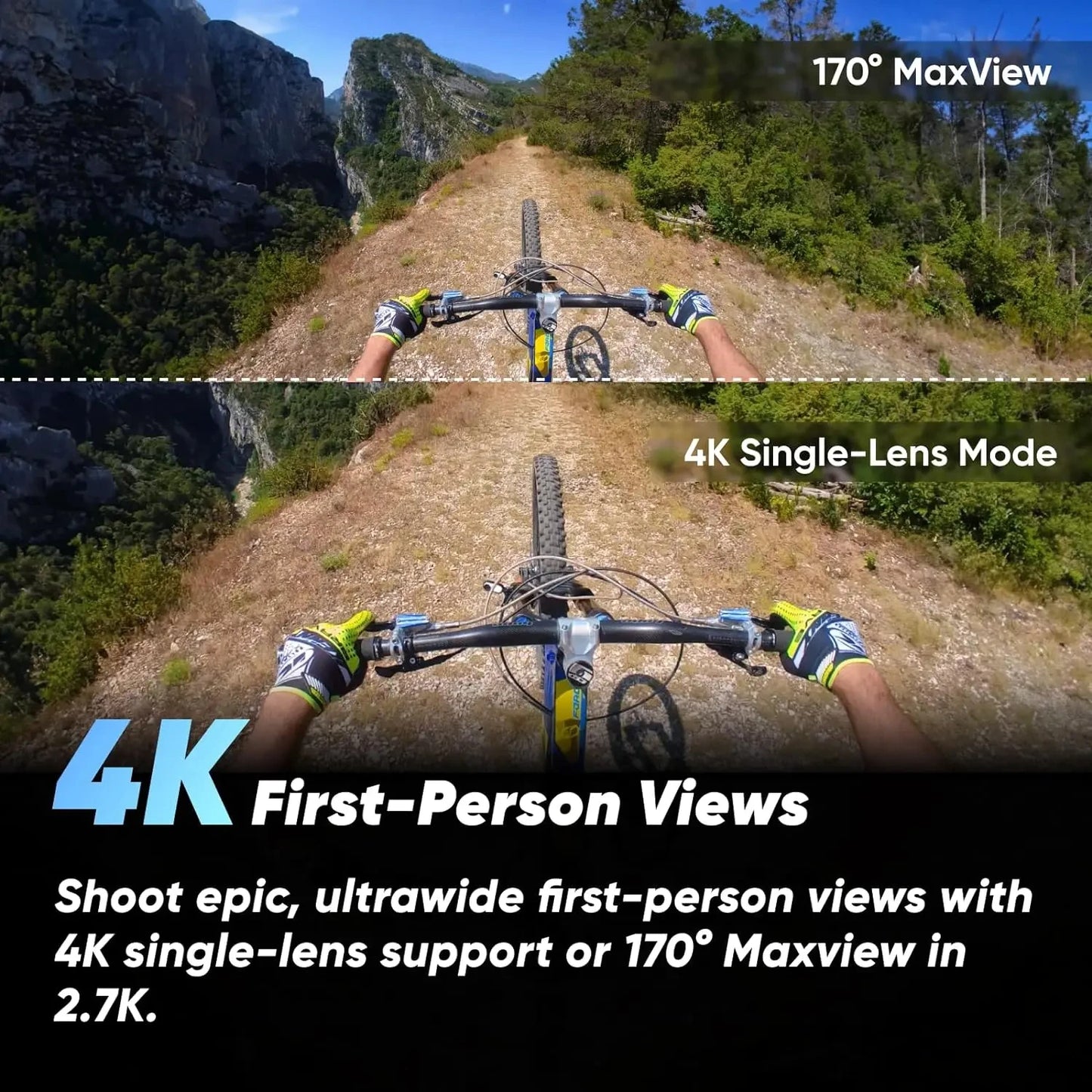 5.7K 360° Action Camera with 4K Single Lens Recording and FlowState Stabilization