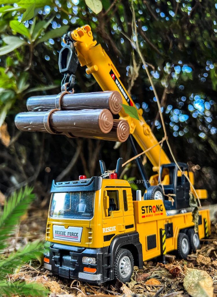1/32 Crane Truck Alloy Car Model Diecast Metal Toy Simulation Engineering Vehicles with Sound and Light Model