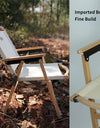 Outdoor Chair Camping Folding Portable Backrest Chair Camping Leisure Faux Wood Armrest Fishing Garden Chair