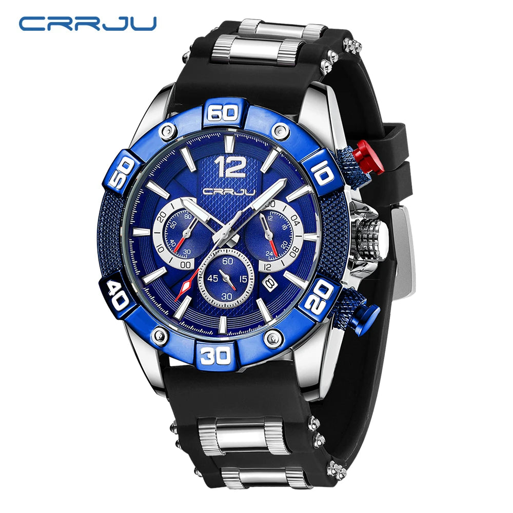 Men Watch Quartz Chronograph Full Steel Waterproof Wristwatch with Date