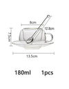 180/250ml Double Wall Glass With Dish And Spoon Clear Glass Espresso Cups Set Heat Resistant Handle Coffee Mug Drinkware