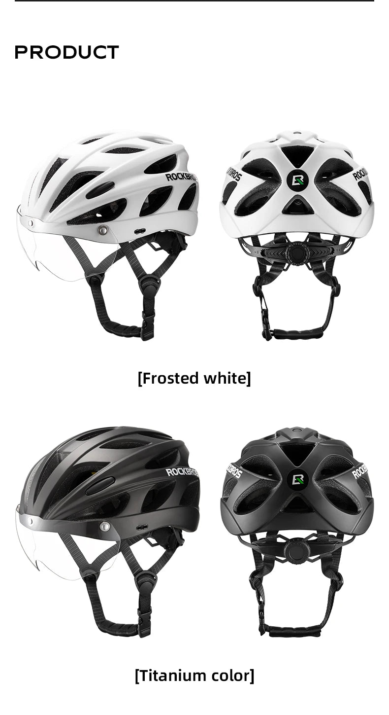 Bike Helmet with Photochromic Len Visor Wind-breaking Brim Bike Helmet Adult MTB Road Riding Cycling Helmet
