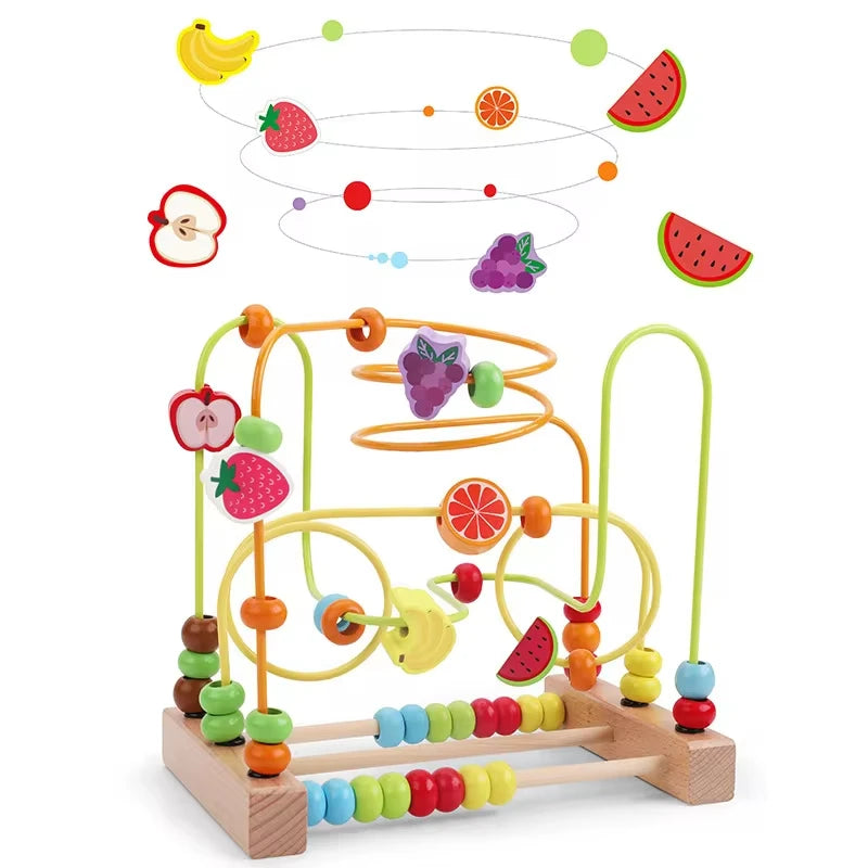 Montessori  Toys Wooden Roller Coaster Bead Maze Abacus Math Toys  Early Educational Toys for  1-3 Years