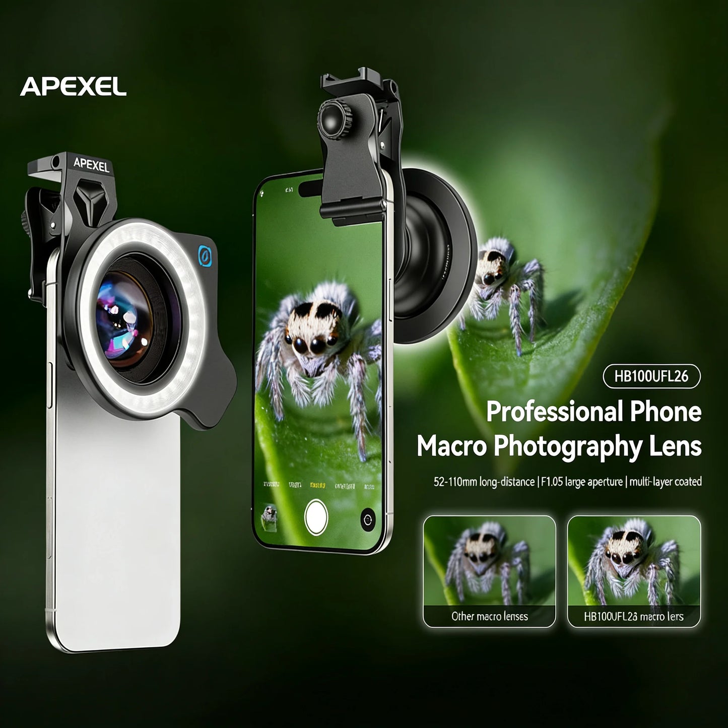 100mm Ultra Macro Phone Lens with LED Fill Light