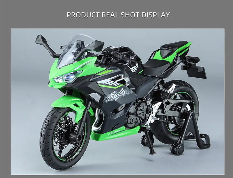 Diecast Kawasaki Ninja 400 Racing Motorcycle Model 1 to 12 Scale