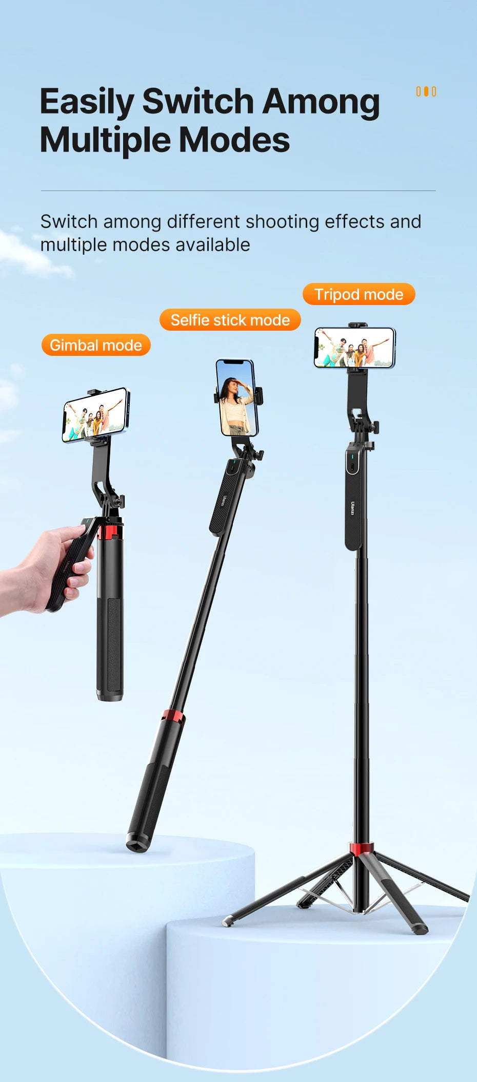 Smartphone Tripod Bluetooth Selfie Stick Desktop Tripod  for iPhone 12 13 14 GoPro Card Camera Live Streaming Video