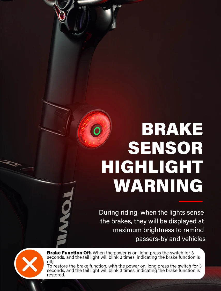 Team Sync Tail Light 50m Auto Brake Sensing Bicycle Rear Light LED Rechargeable IPX6 Waterproof Cycling Taillight