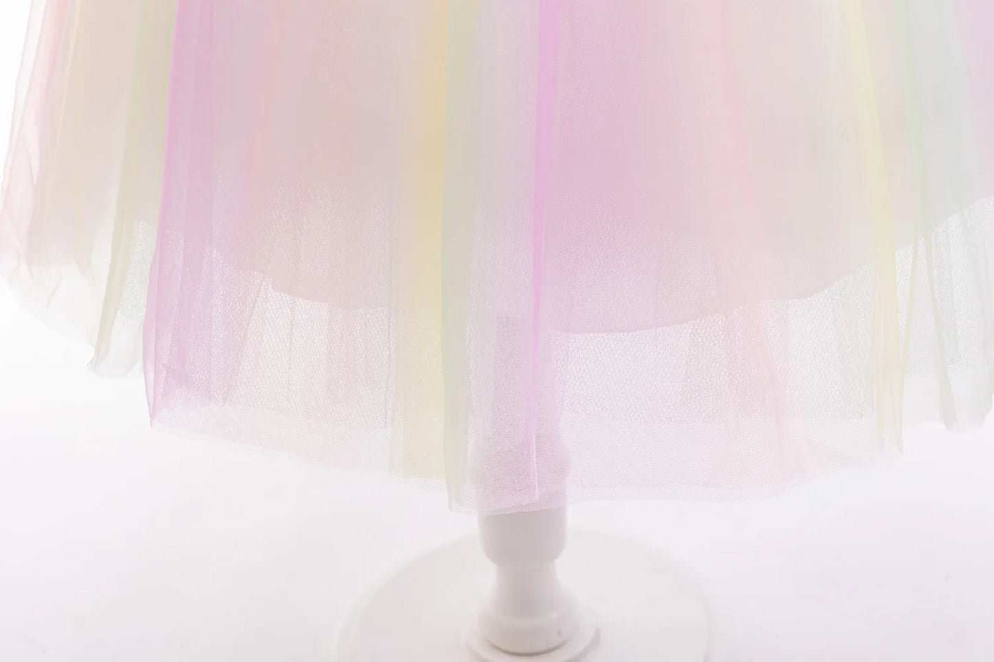 Rainbow Gradient Princess Ball Gown with Puff Bubble Sleeves