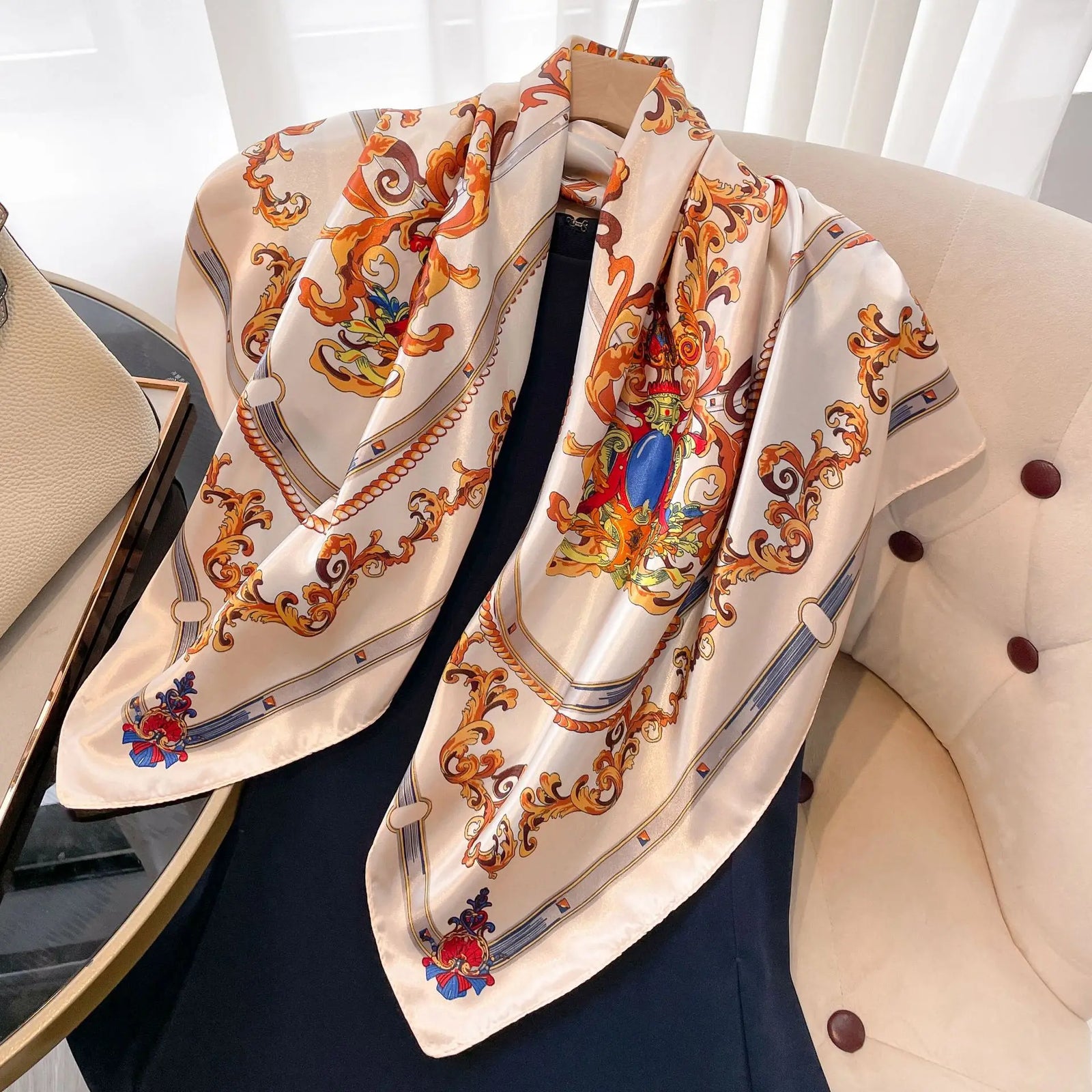 Square Women Scarves Silk Office Ladies Hair Neck Bandanna Headband Foulard Headcloth Muslim Headscarf Female muffler