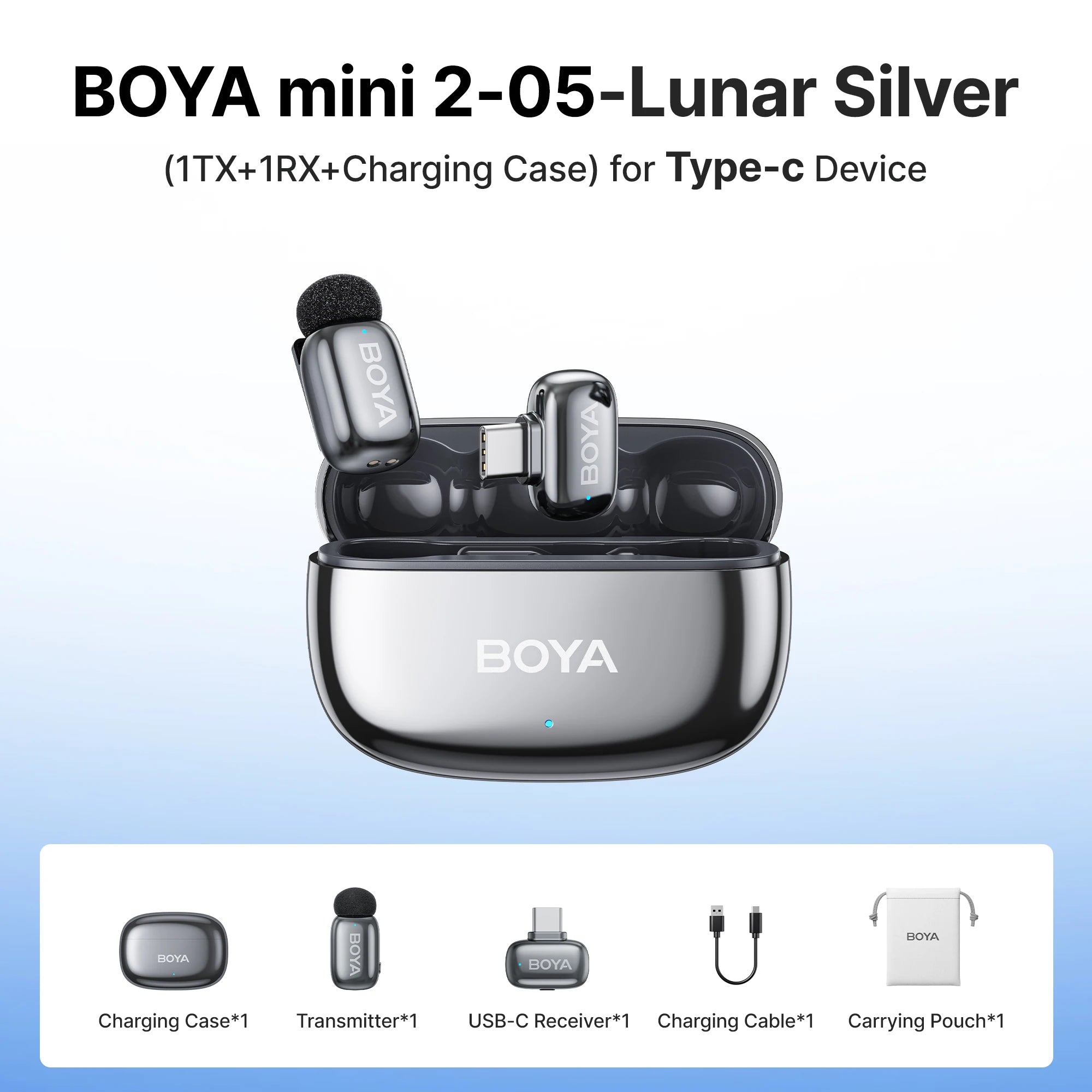 Mini 2 Wireless Lavalier Lapel Mini Microphone Noise Reduction for iPhone 6-17 USB-C Android SmartPhone PC Live Streaming