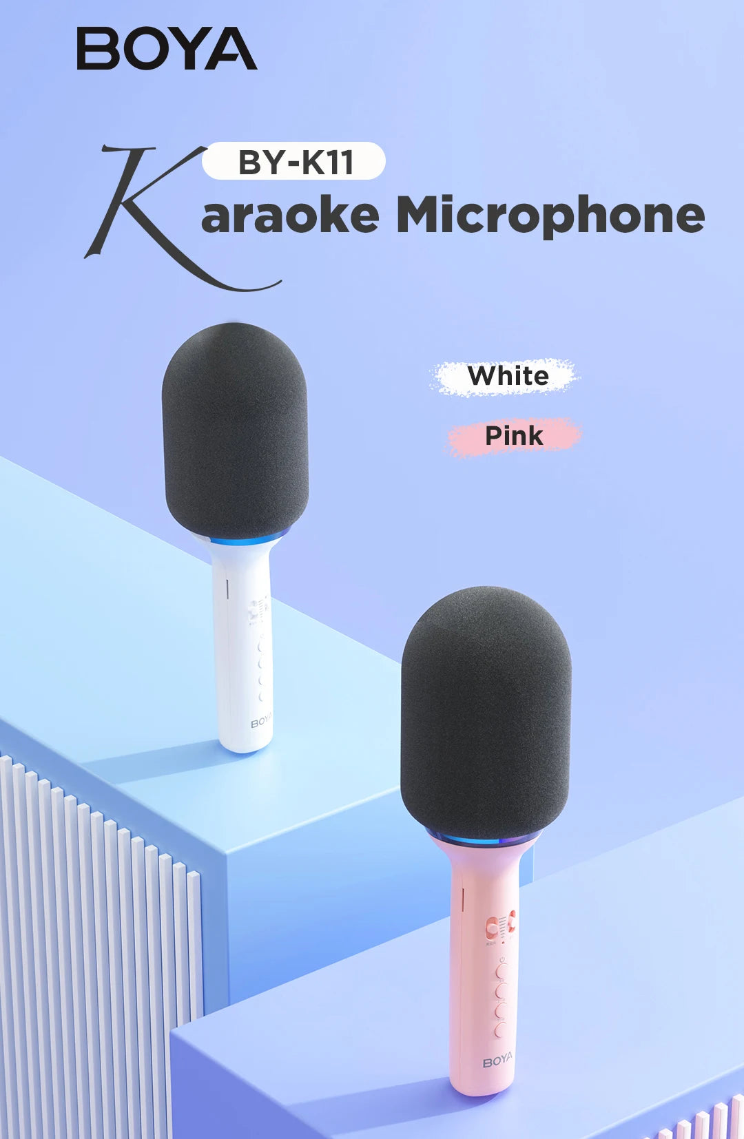 K11 Wireless Bluetooth Karaoke Microphone Portable Handheld Mic Speaker Machine Home Party Birthday Home KTV for Smartphone