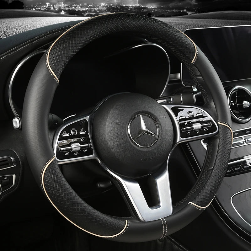 Universal Leather Diamond Steering Wheel Cover 37CM 38CM