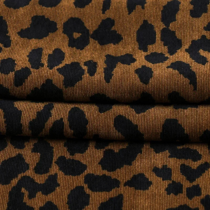 Leopard print Corduroy fabric Camouflage corduroy print cloth Polyester clothing DIY dress handmade Sewing quilting Leopardprint