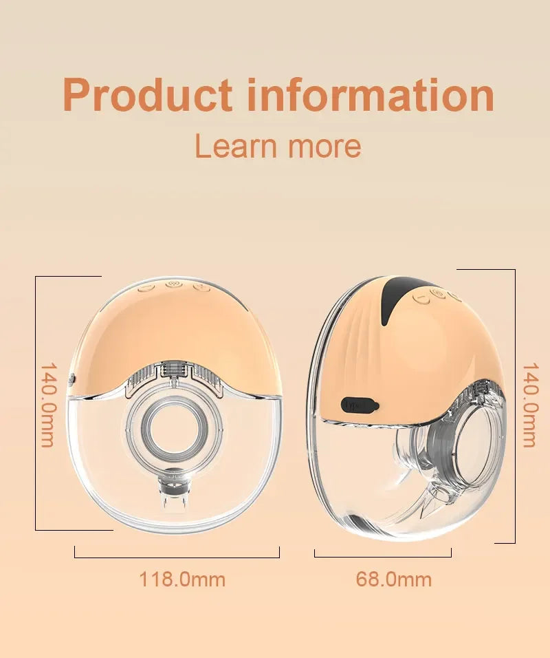 Wearable Breast Milk Pump Silicone LCD Display Hands-free Electric Breast Pump Portable and Comfortable for Novice Mothers