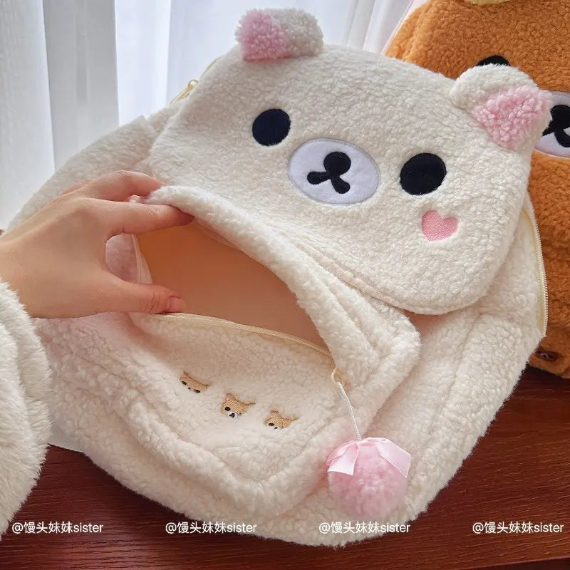 Kawaii Bear Plush Backpack Soft Travel Shoulder Bag