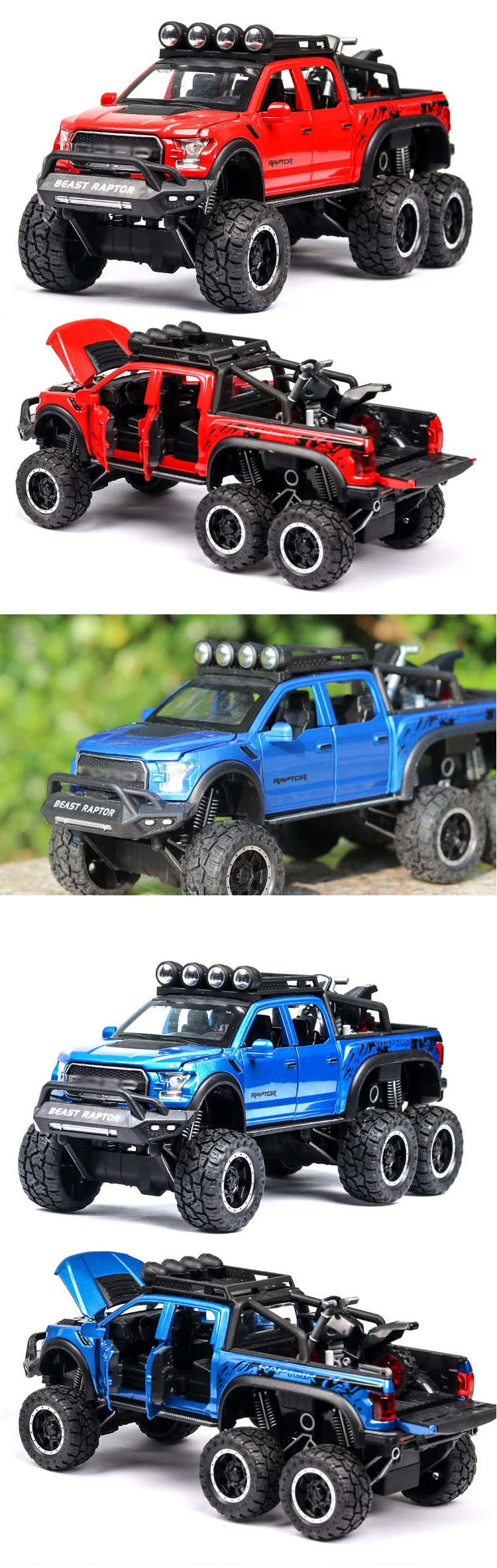 1/28 Raptor F150/G63 Pickup Big Wheels Car Model Toy Alloy Diecast Metal Monster Truck Car Off-road Vehicle Collection