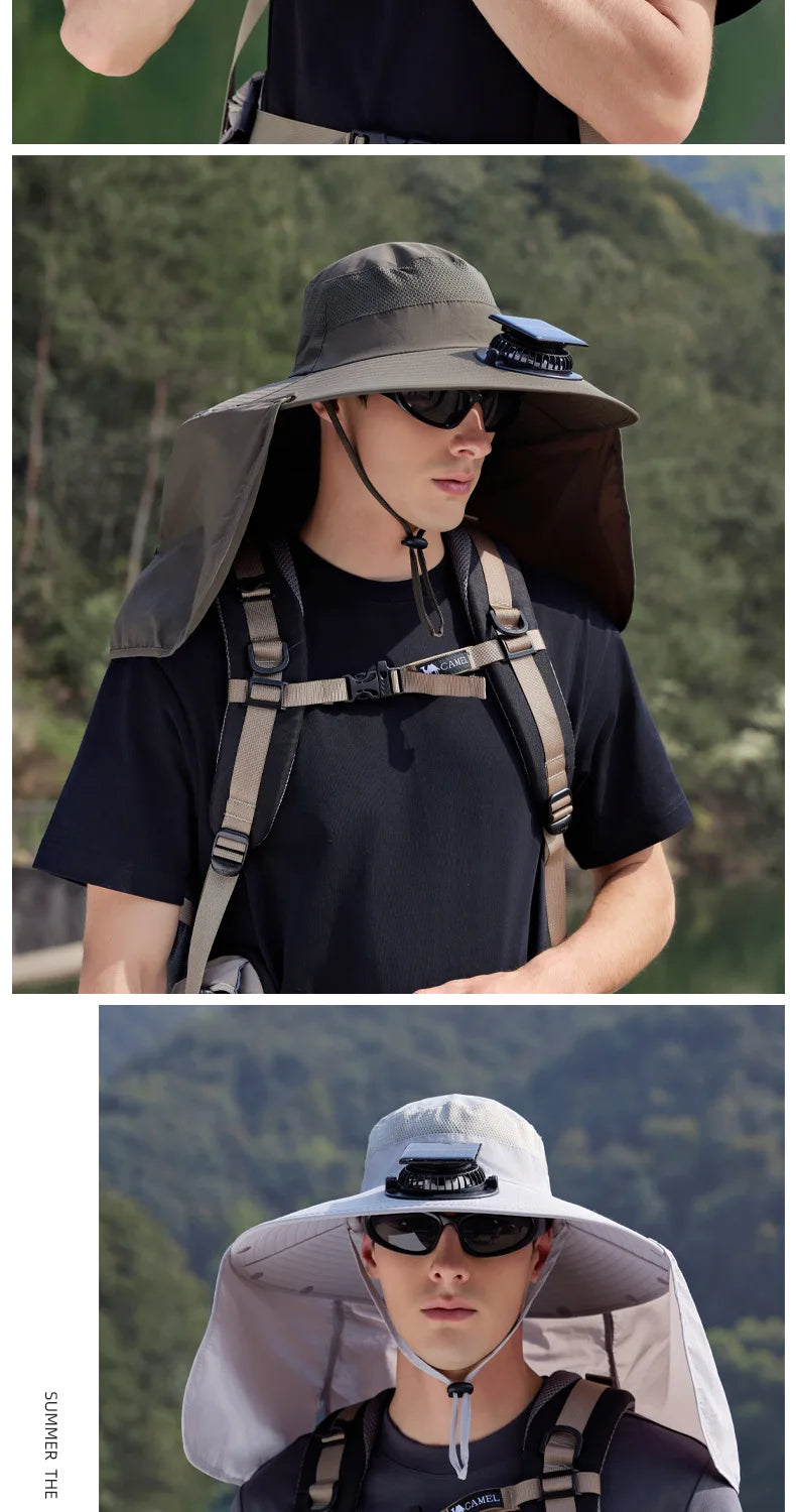 Wide Brim Solar Fan Outdoor Sun Hat