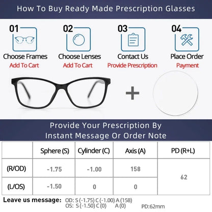 HONGMEI Men's glasses Square Classic Business Anti-Blue Light Reading Glasses Myopia Hyperopia Prescription Customized