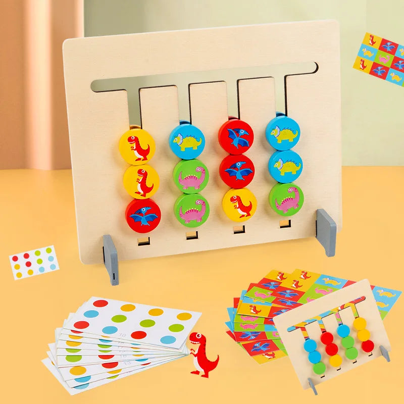 Montessori Wooden Toys Double-sided Matching Games for Kids 2 3 4 Years Logic Thinking Training Activity Board Baby Wooden Toys