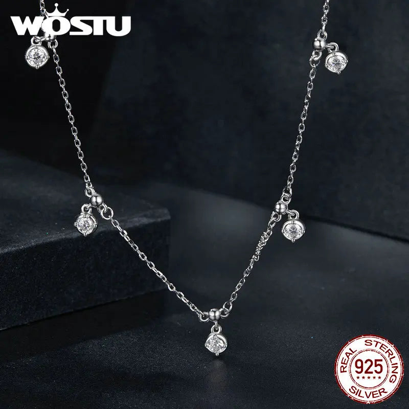 0.5CT Moissanite Bead Chain Necklace For Women 925 Sterling Silver Diamond Cut Starry moissanite Neckalces