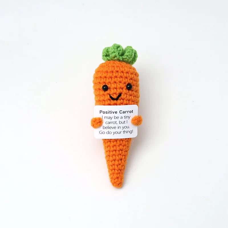 3 Pcs Positive Crochet Hedgehog Doll with Affirmation Card Home Room Decoration Funny Handmade Plush Doll Ornaments Christmas Gifts