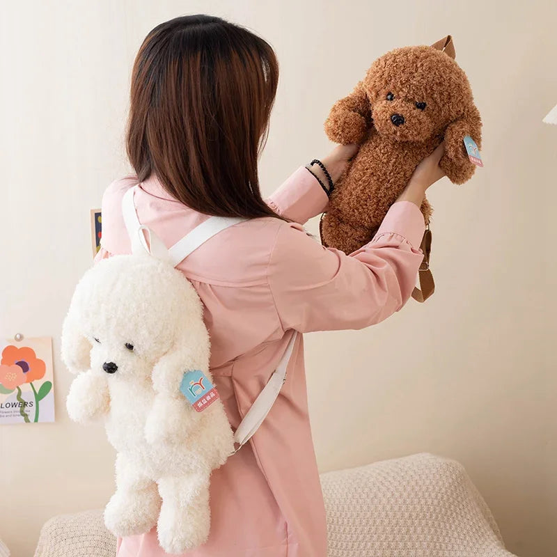 Cute Teddy Dog Plush Backpack Soft Shoulder Bag