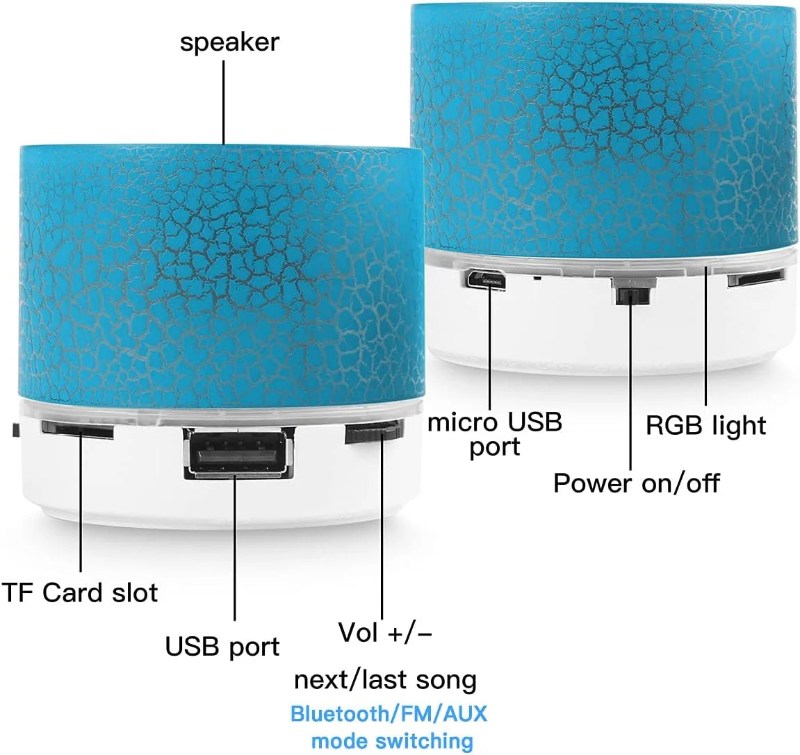 2024 new cracked speaker Portable Wireless Mini Bluetooth Speaker,AICase Super Bass Stereo Rechargeable Speaker with LED Lights