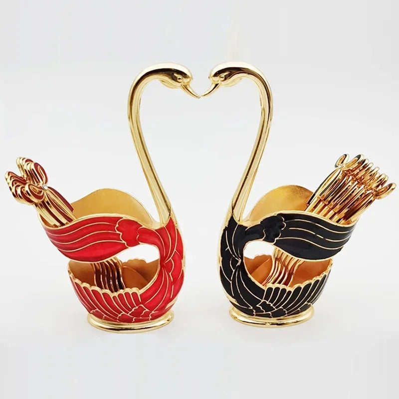 Swan-Shaped Cutlery Holder, Elegant Spoon and Fork Base, Luxury Tableware Storage, Stylish Kitchen Decor and Organizer for Home
