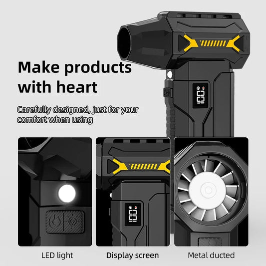 580000 RPM Turbo Jet Air Blower Cordless Air Duster With LED Light