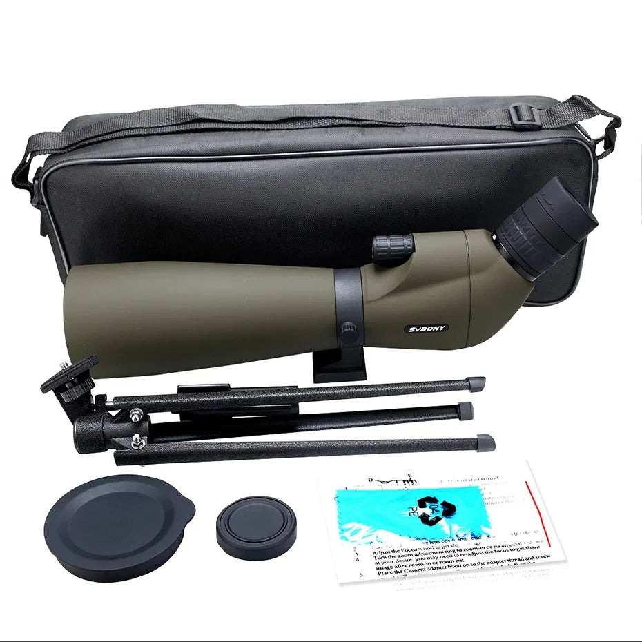 SV401 20-60x80 Spotting Scope BK7 Silver + MC Prism IPX6 Waterproof spyglass with Tripod Camping Equipment