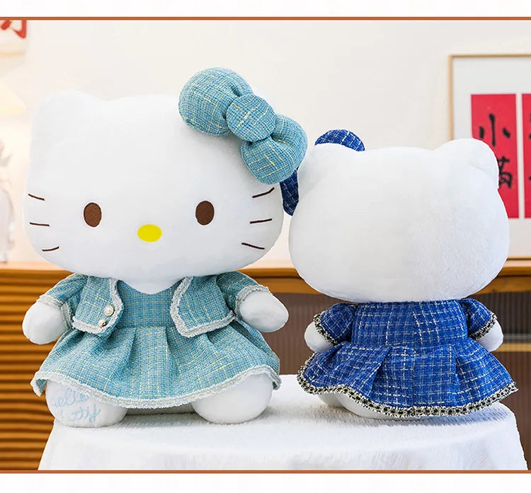 Sanrio Kawaii Hello Kitty Stuffed Doll Cute Princess Style KT Cat Plush Toy Anime Cartoon Kitten Doll for Kids Birthday Gift