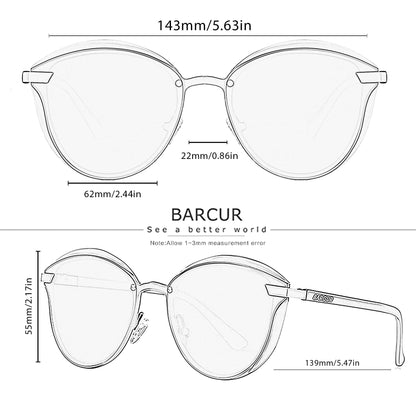 Style Polarized Sunglasses For Women Catmore Round Sun Glass Ladies Woman Eyewear Accessory UVAB Protection