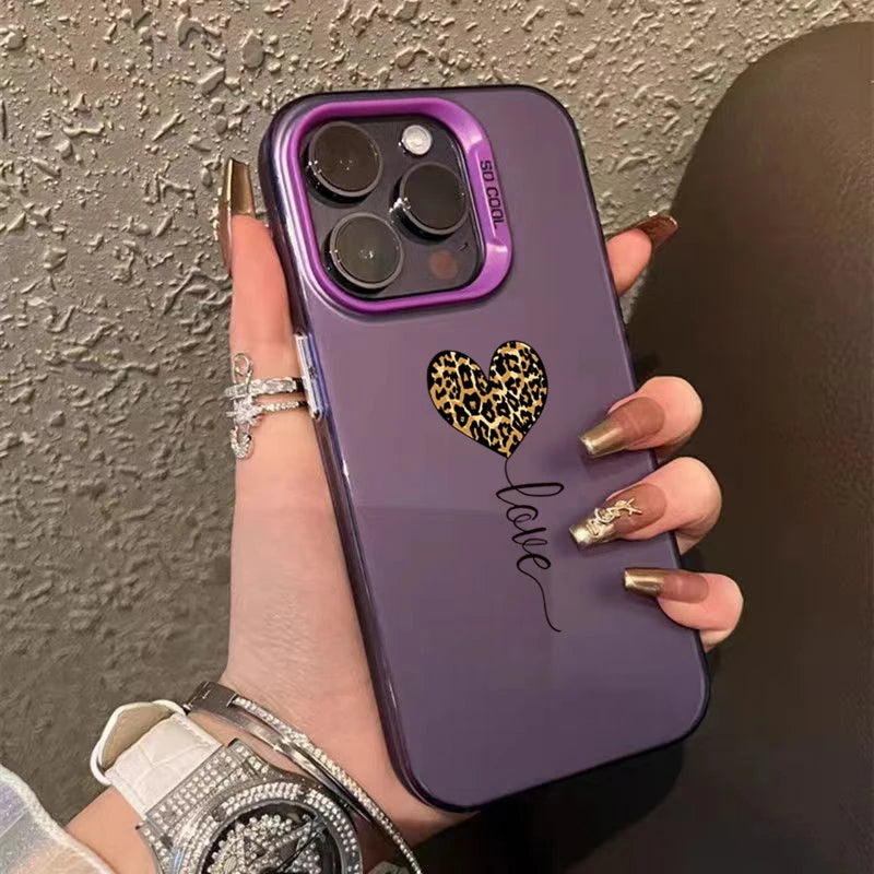 Leopard Love Balloon Pattern Silver Phone Case for iPhone 17 16 Case iPhone 14 15 Pro Max 16E Air Cover
