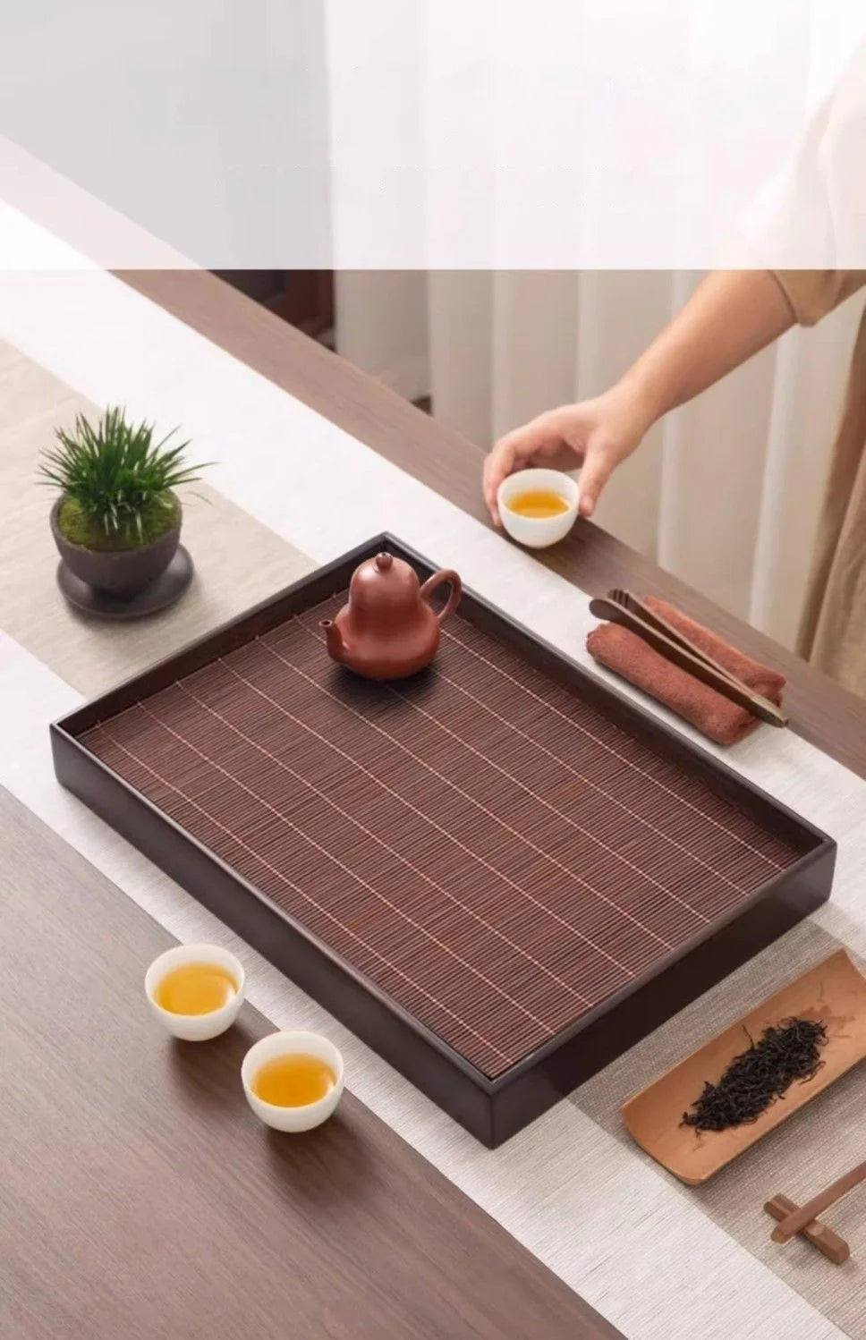 Home And Kitchen Tea Tray Portable Dishes For Tea Ta Kawi Bamboo Rectangle Wooden Tray For Chaban Tea Table Serving Trays
