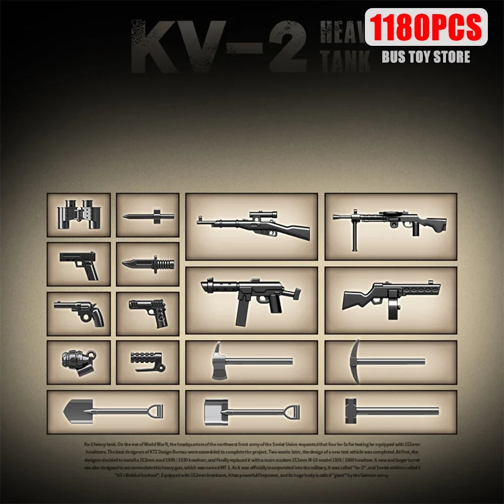 KV-2 Heavy Tank Soviet Series Tank Military Series WW2 Tank Building Blocks  Bricks Model Set Toys for s Gifts