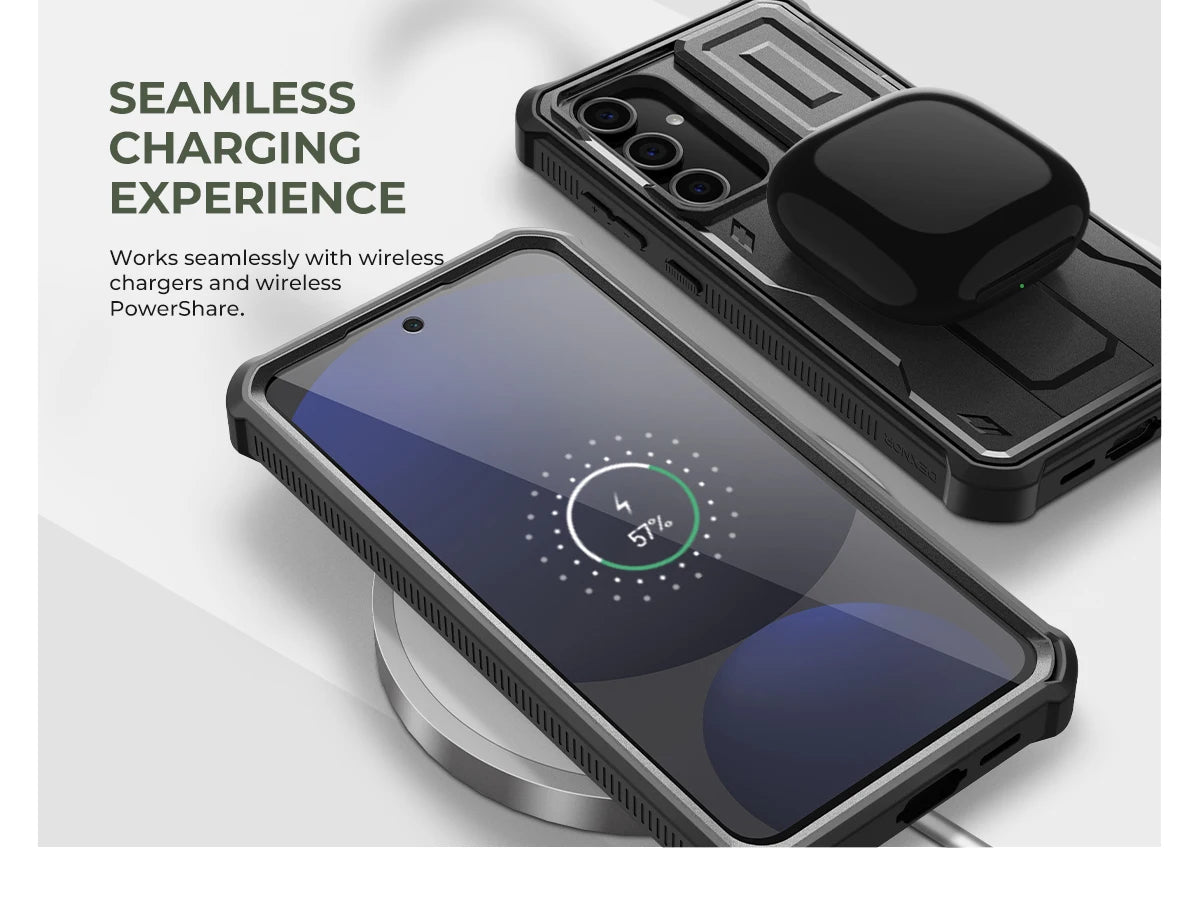For Samsung Galaxy S24 FE Case with Built-inSlide Camera Cover Full Body Heavy-Duty Rugged Case holder Built-in Screen Protector